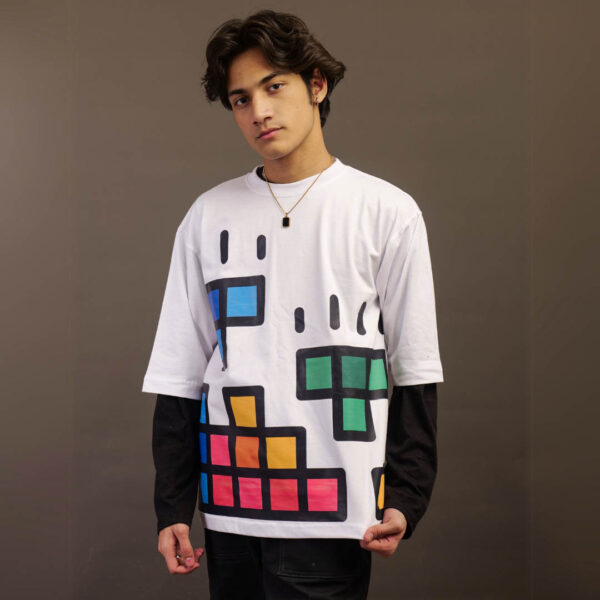 Tetris Mania: Classic Block drop shoulder 🧱🎮" 200 GSM UNISEX